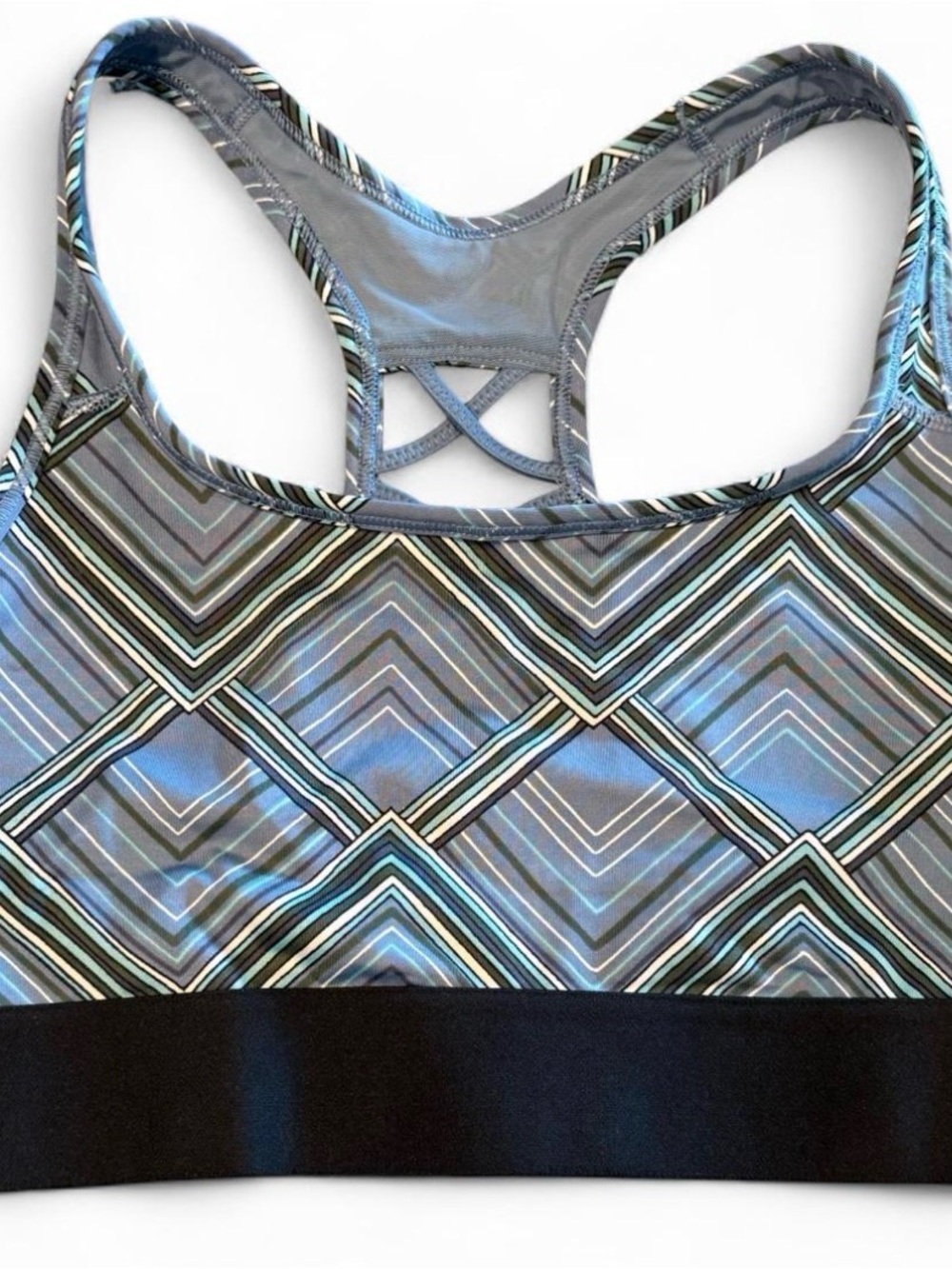 Victoria's Secret Gray & Blue Geometric Racerback Sports Bra